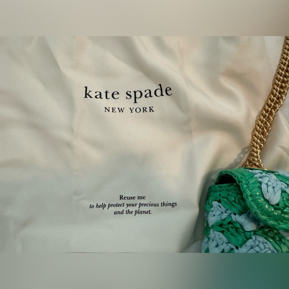 Kate spade Evelyn striped crochet raffia small shoulder cross body convertible - Picture 10 of 16